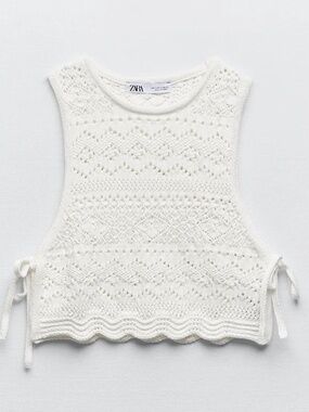 Zara White Crochet-Style Top